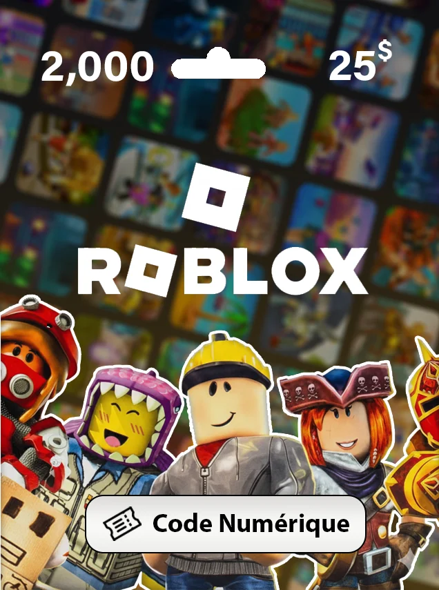 Carte Cadeau Roblox 25$ - 2000 Robux