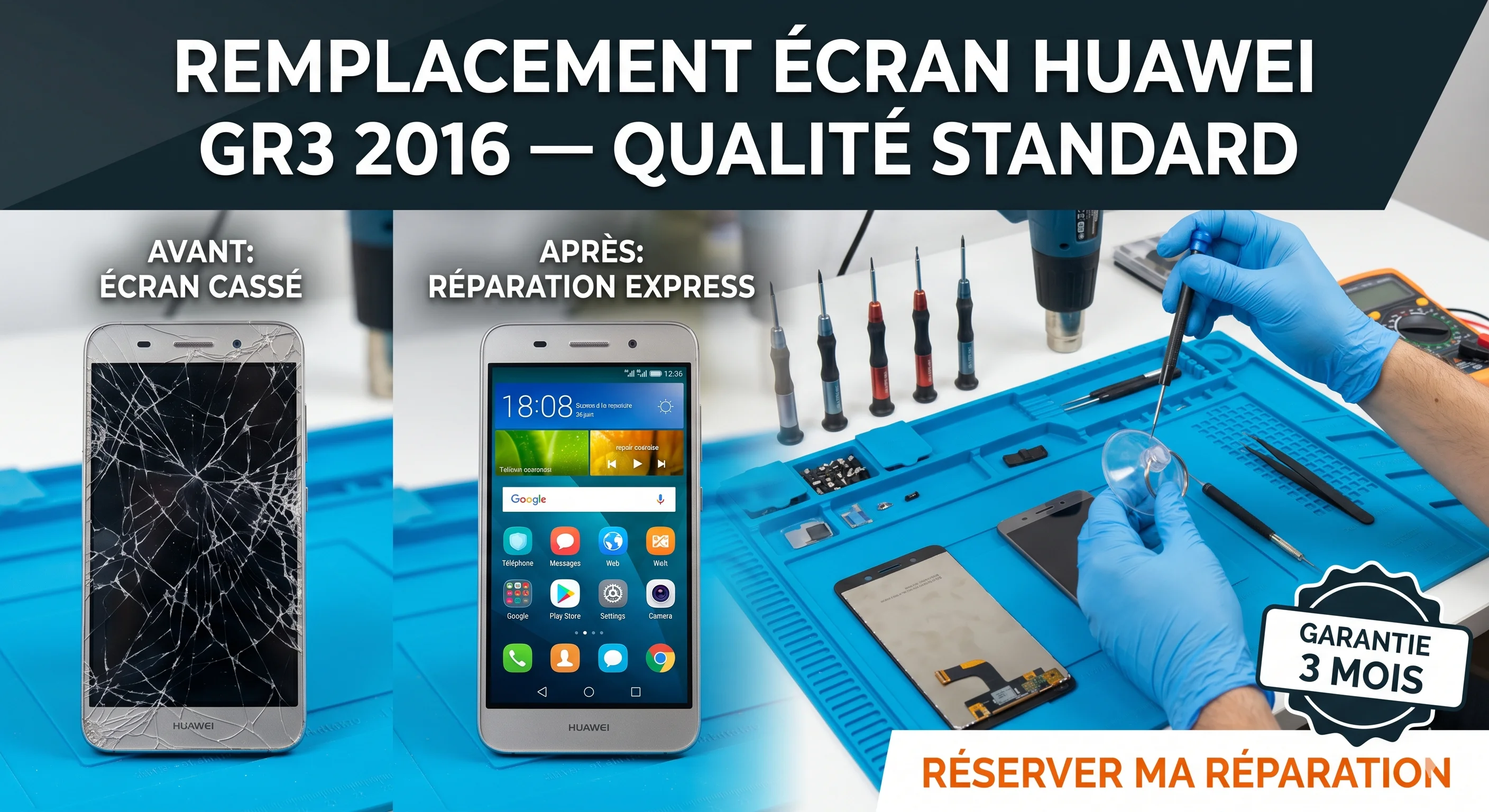 Remplacement Écran Huawei GR3 2016 — Qualité Standard