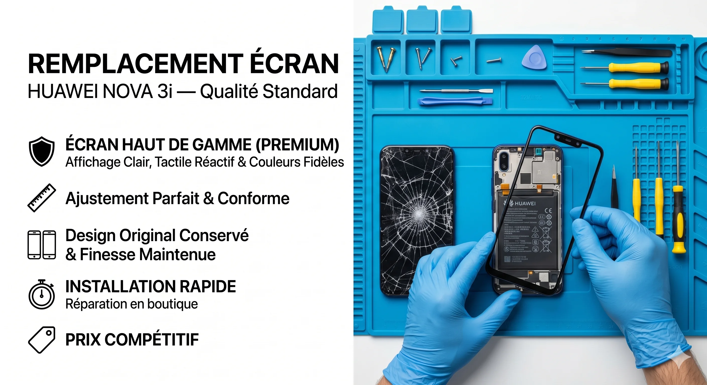 Remplacement Écran Huawei Nova 3 — Qualité Standard