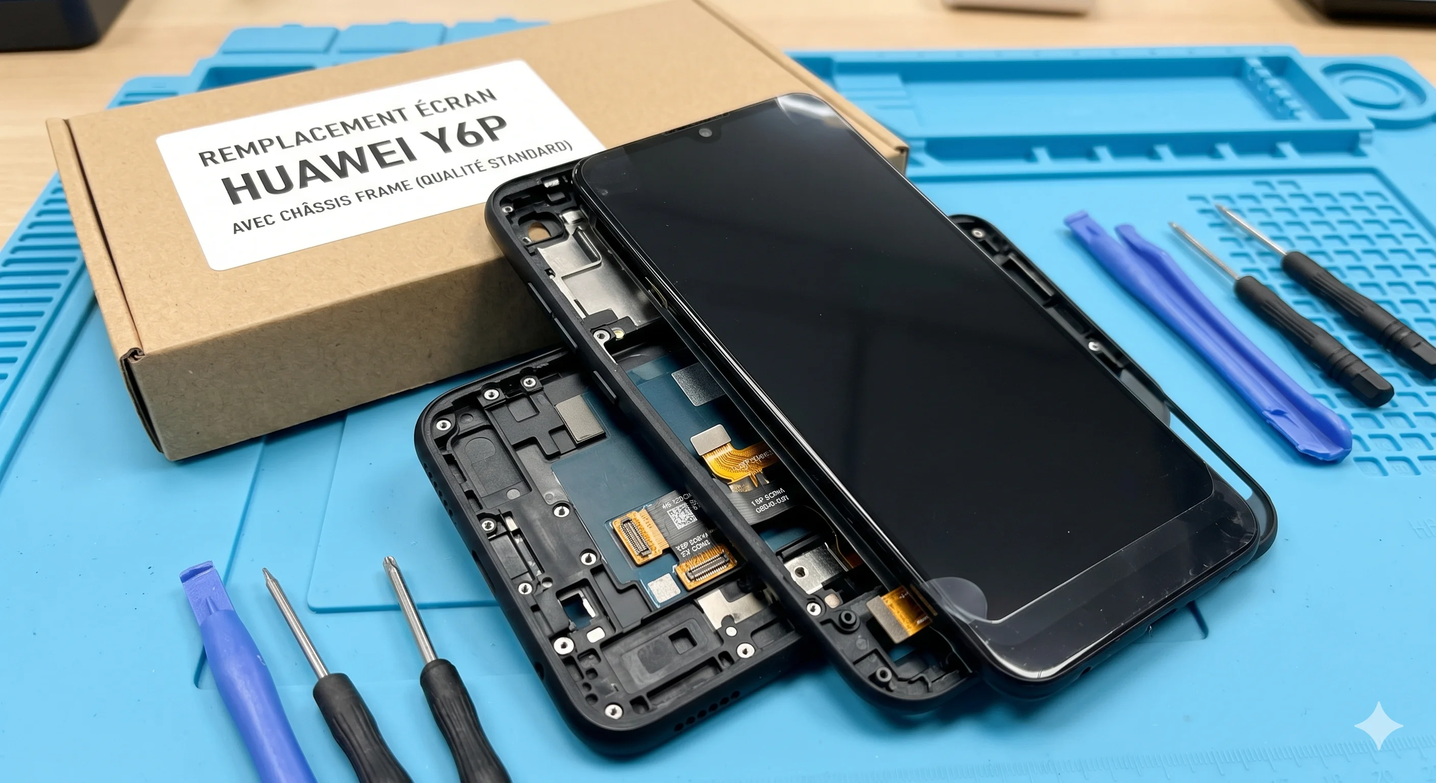 Remplacement Écran Huawei Y6P — Avec Châssis (Frame)