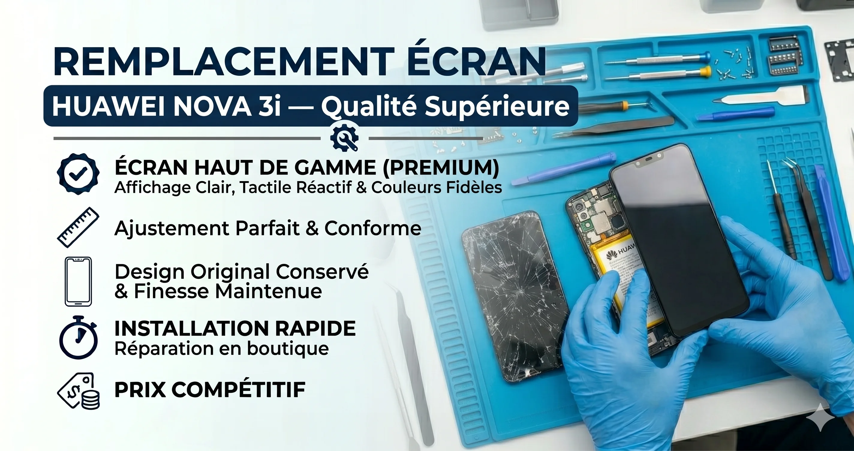 Remplacement Écran Huawei Nova 3i — Qualité Supérieure