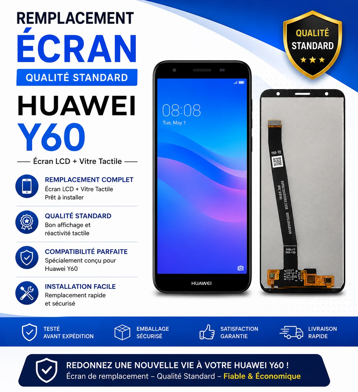 Remplacement Écran Huawei Y60 — Qualité Standard