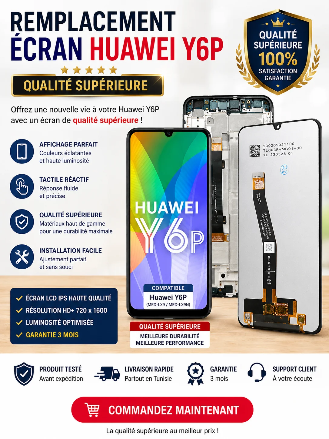 Remplacement Écran Huawei Y6P — Qualité Supérieure