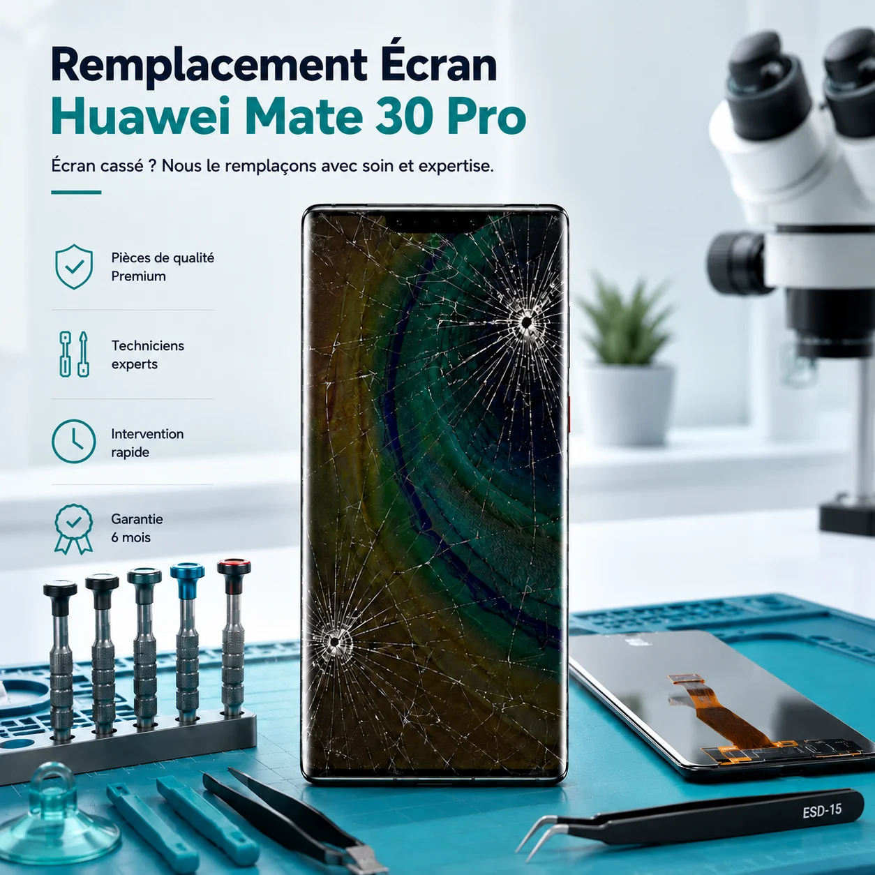 Remplacement Écran Huawei Mate 30 Pro — Originale Avec Châssis