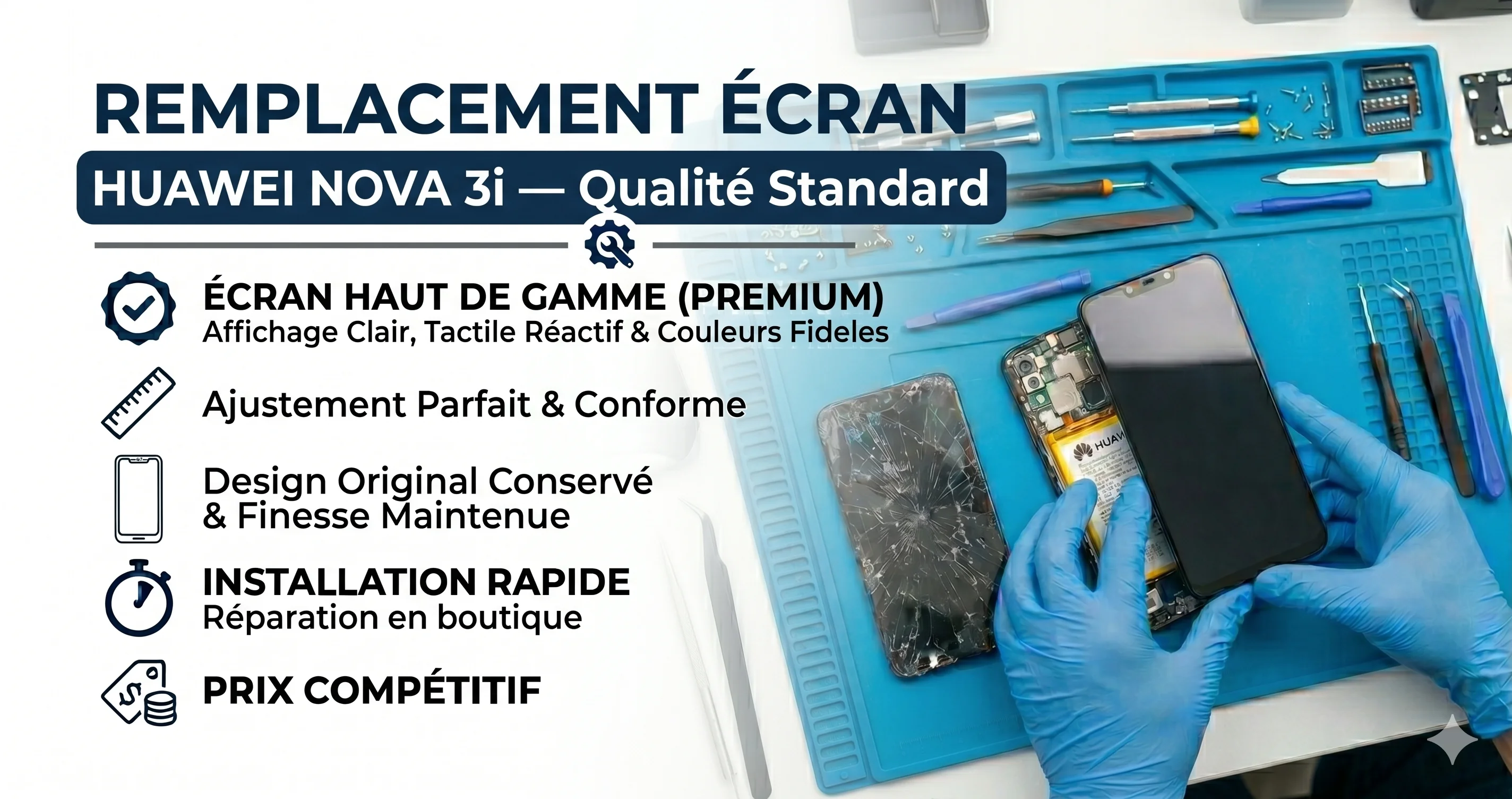 Remplacement Écran Huawei Nova 3i — Qualité Standard