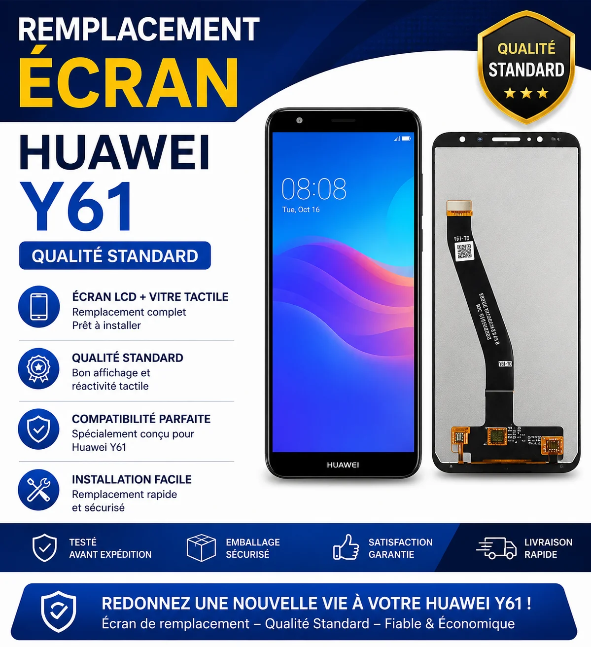 Remplacement Écran Huawei Y61 — Qualité Standard