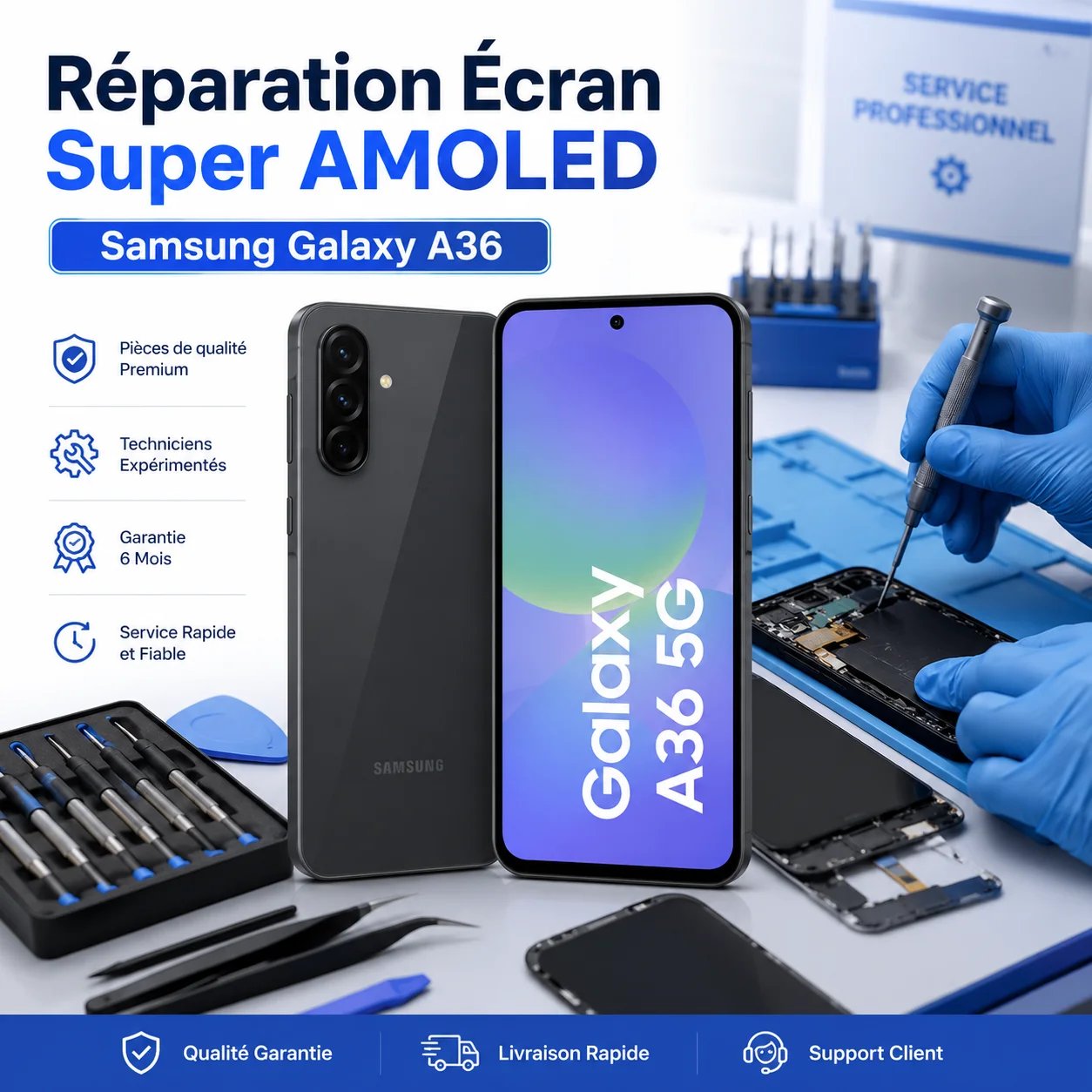 Remplacement Écran Samsung Galaxy A36 — Devis Gratuit